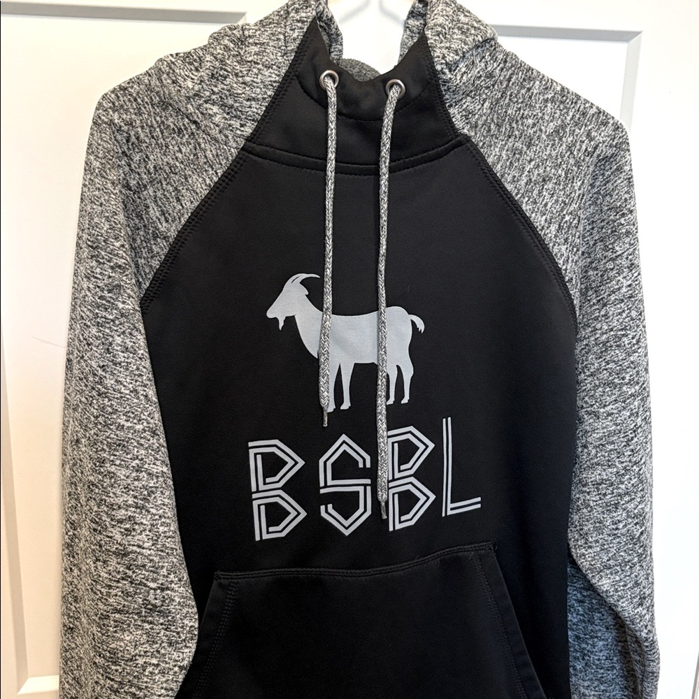[J. America] Goat Baseball Athletic Performance Graphic Black/Grey Hoodie Mens S - Picture 2 of 9